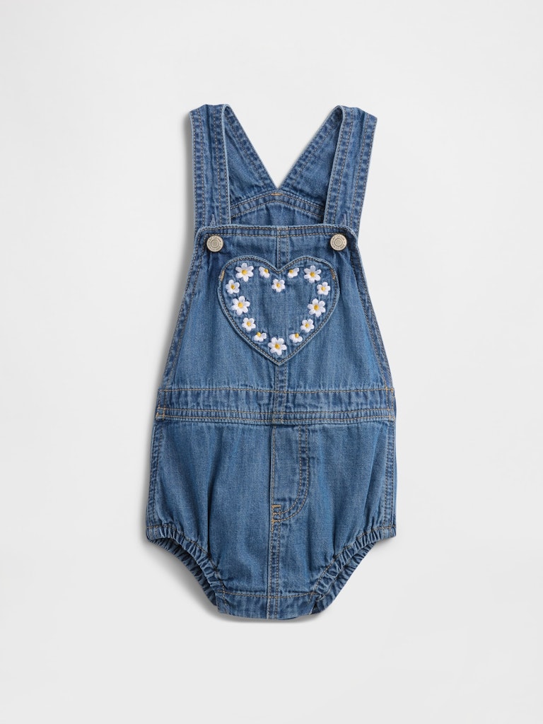 Baby Embroidered Denim Shortalls: $11.99