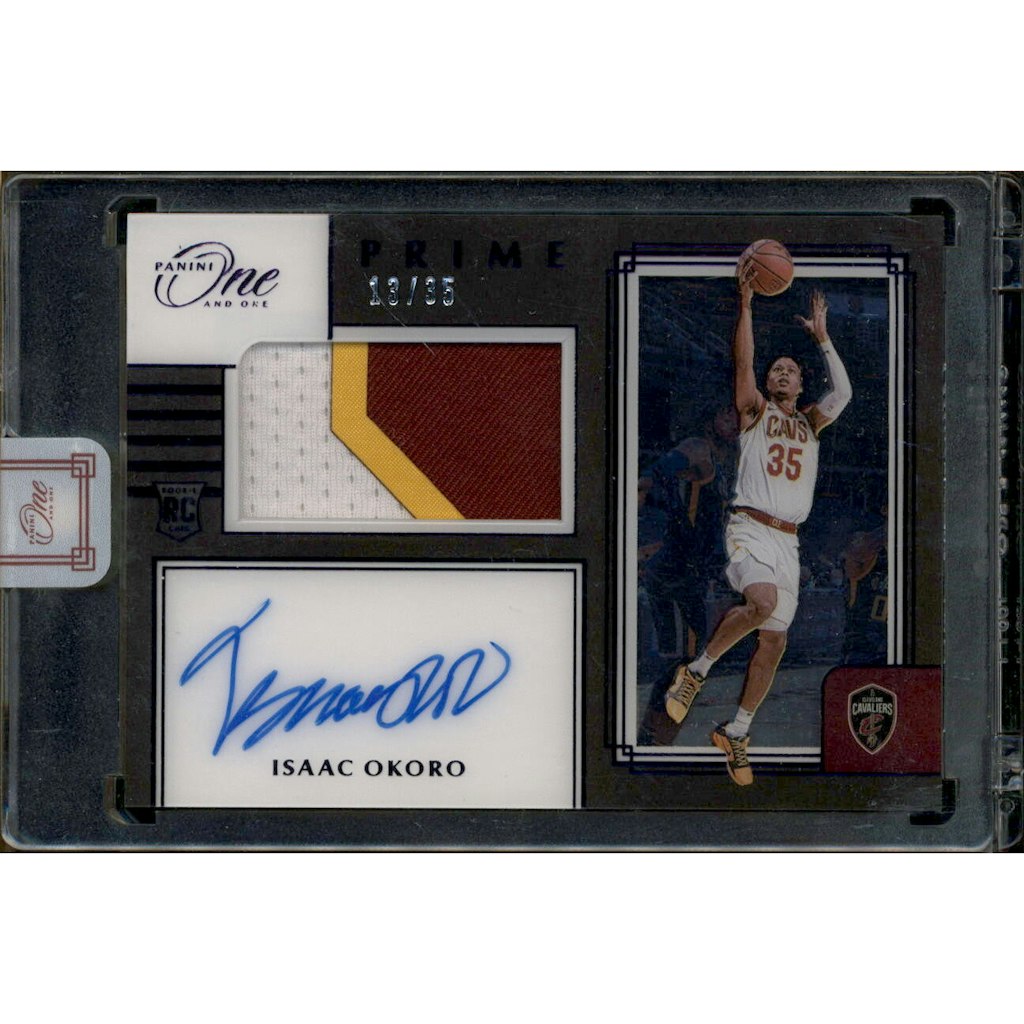 2020-21 Panini One and One Isaac Okoro Rookie Jersey Autograph Prime Purple Card: $30 2020-21 Panini One and One Isaac Okoro Rookie Jersey Autograph Prime Purple Card: $30