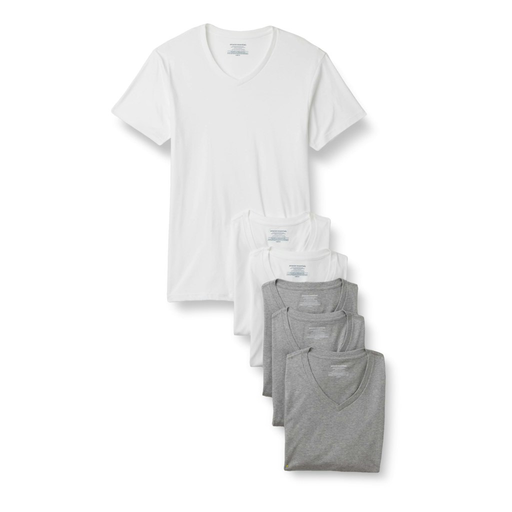 Amazon Essentials Men's Slim Fit V-Neck Undershirt 6-Pack: $15