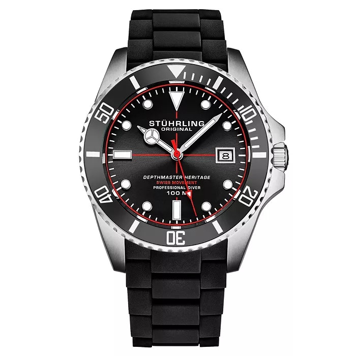 Stuhrling Depthmaster Heritage 4087 Swiss Quartz Diver Watch : $105 