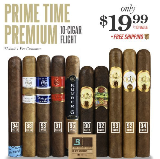 Prime Time Premium 10-Cigar Flight: $20 Prime Time Premium 10-Cigar Flight: $20