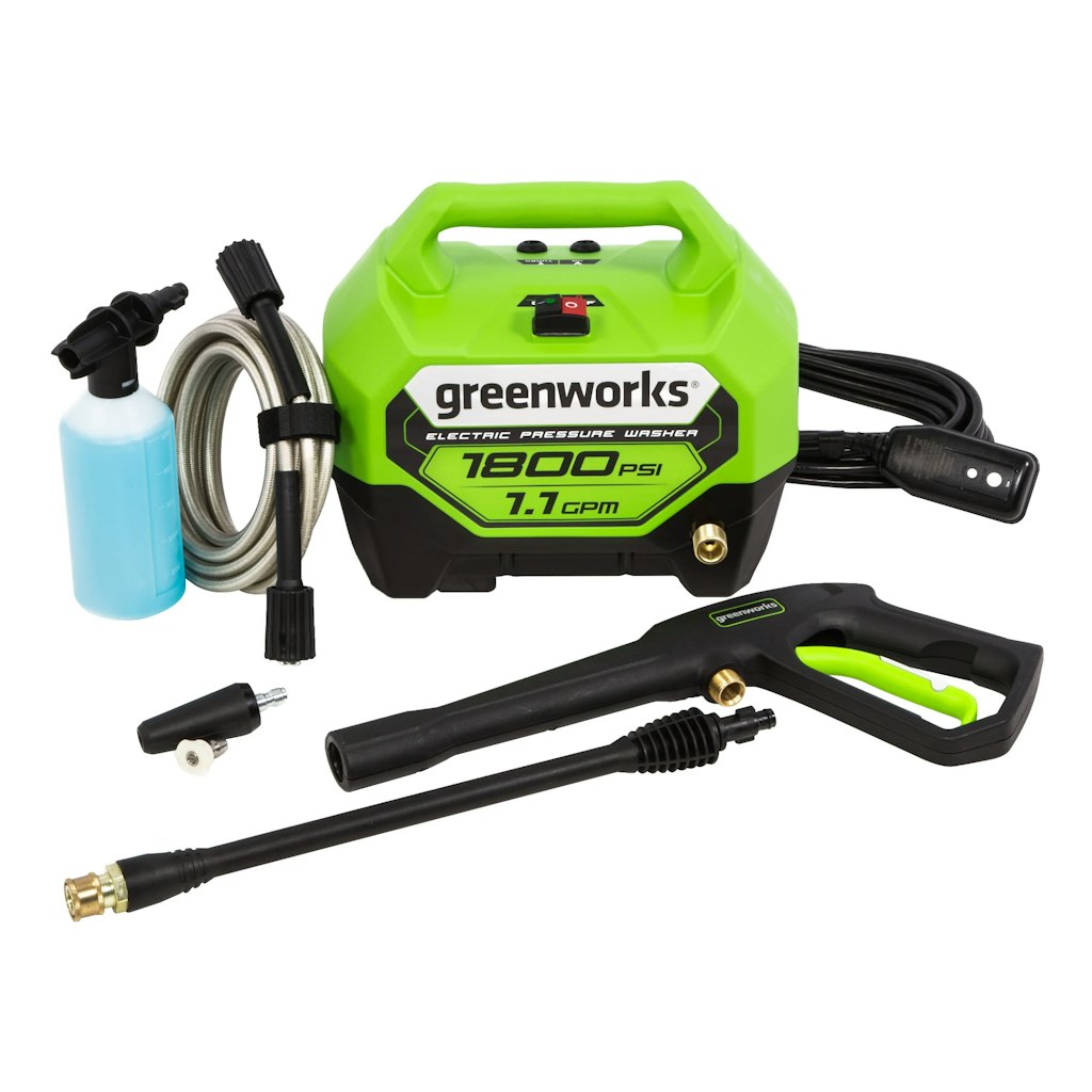 Greenworks 1.1-GPM Cold Water Electric Pressure Washer with 2 Spray Tips: $80