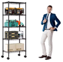JHK 3-5 Tier Grid Storage Bookshelf w/ Lockable Wheels for $36 + free shipping
