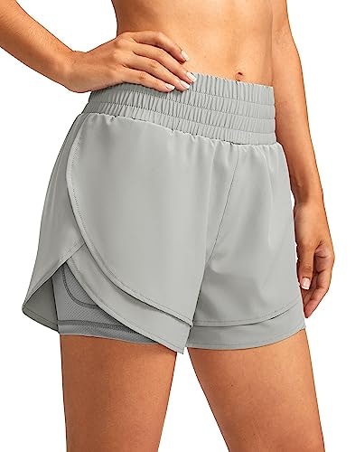 Soothfeel Women's 2-in-1 High Waisted Athletic Running Shorts: $14.98