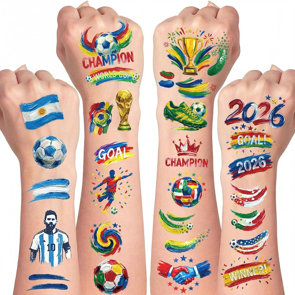 2026 World Cup Temporary Tattoos 45pc Sheet Set: $5
