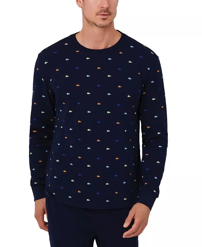 Lacoste Men's All Over Crocodile Waffle-Knit Thermal Shirt: $22