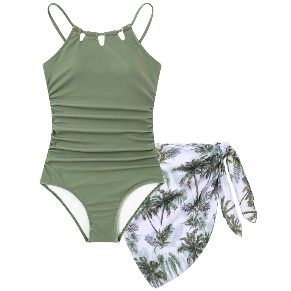 Aideaone Girls One-Piece Swimsuit and Cover Up Set: $14.99 Aideaone Girls One-Piece Swimsuit and Cover Up Set: $14.99