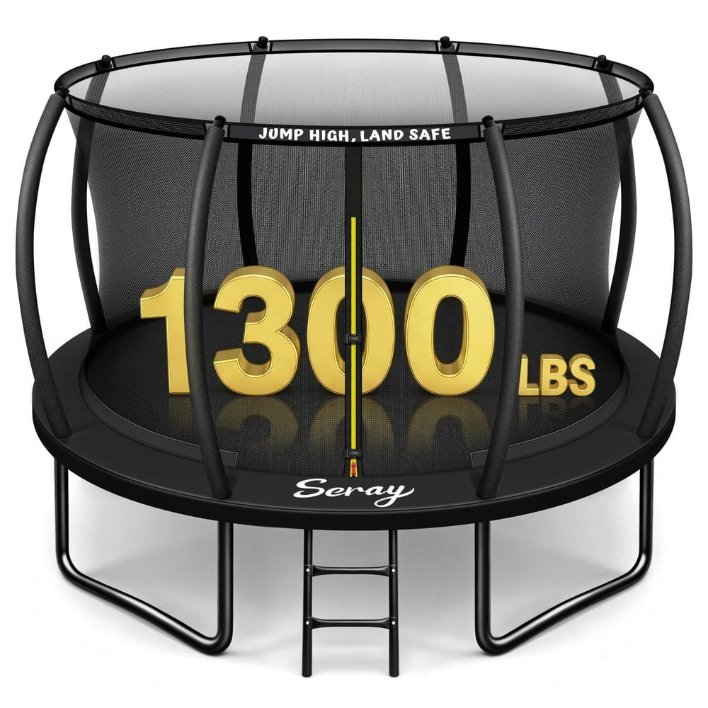 Seray Outdoor Trampoline with Enclosure Net and Ladder: $299.99