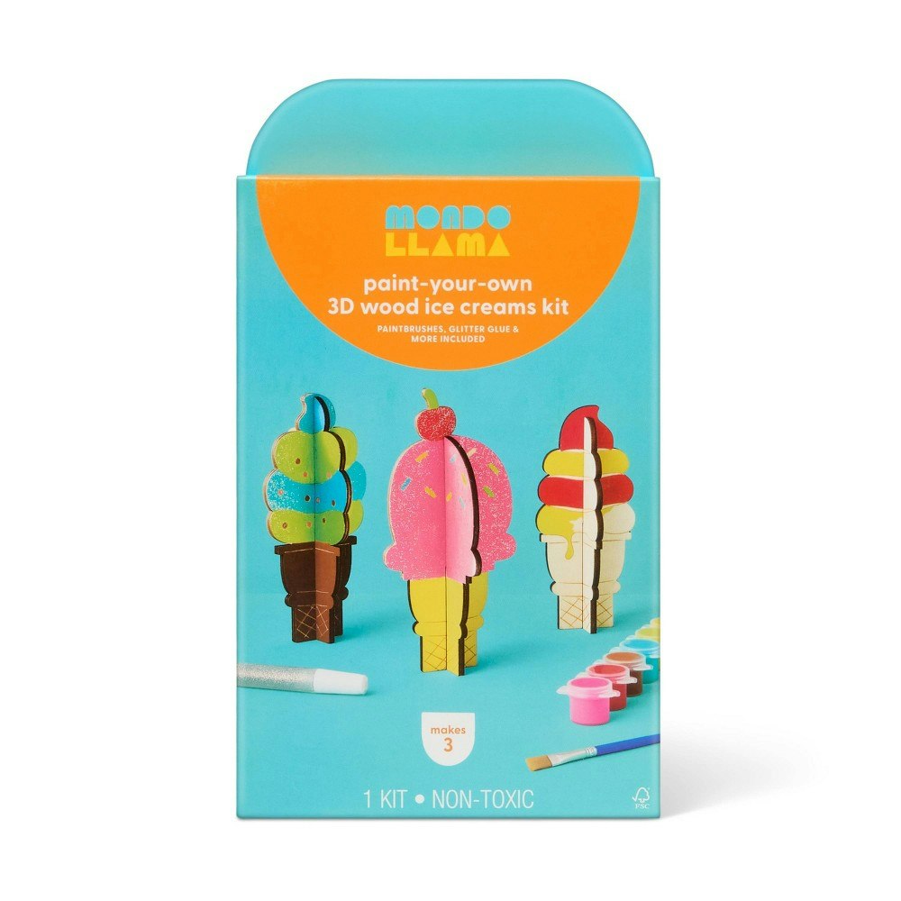 Mondo Llama 3-Count Ice Cream 3D Painting Kit: $5 Mondo Llama 3-Count Ice Cream 3D Painting Kit: $5
