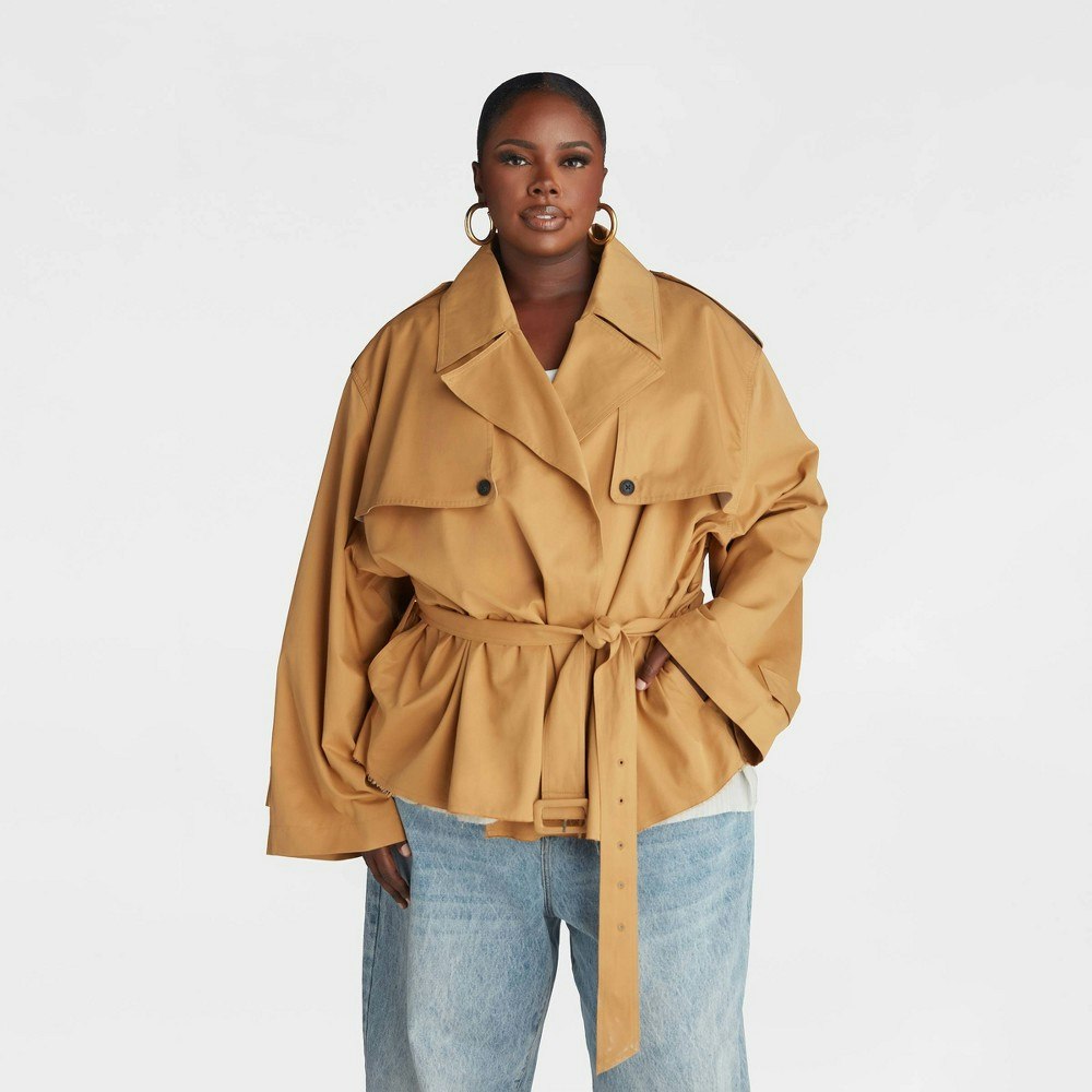 KBB by Kahlana Women's Belted Cropped Trench Jacket: $42