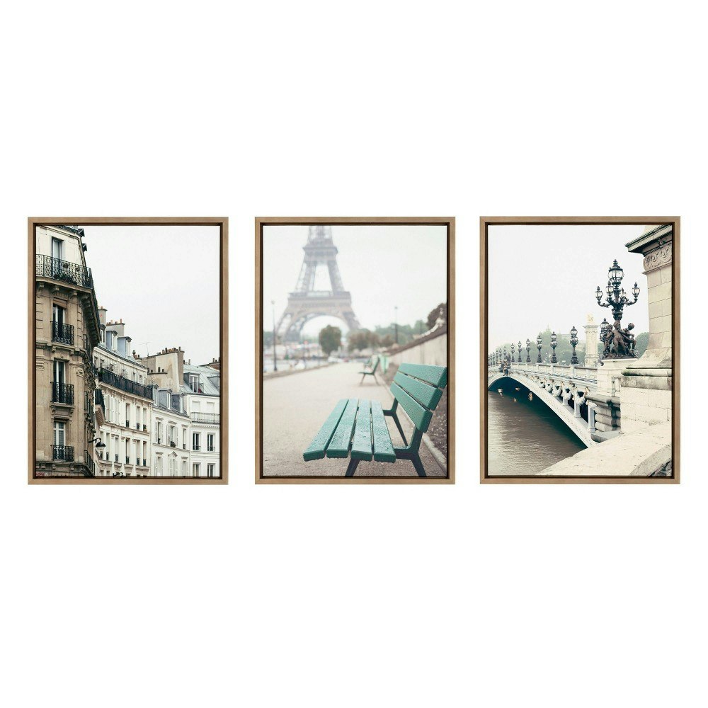 Kate & Laurel 18" x 24" Eiffel Tower and Pont Alexandre III Canvas Wall Art 3-Piece Set: $164.99