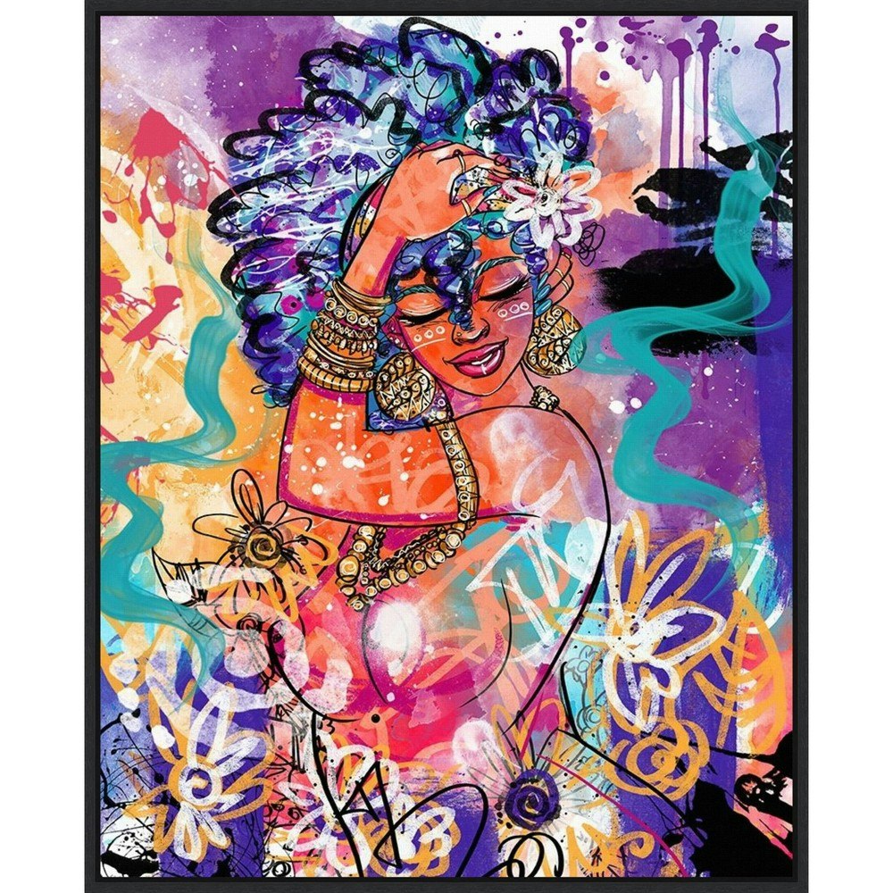 Amanti Art 23" x 28" Gold Flowers Framed Canvas Wall Art by Justin Copeland: $104.99