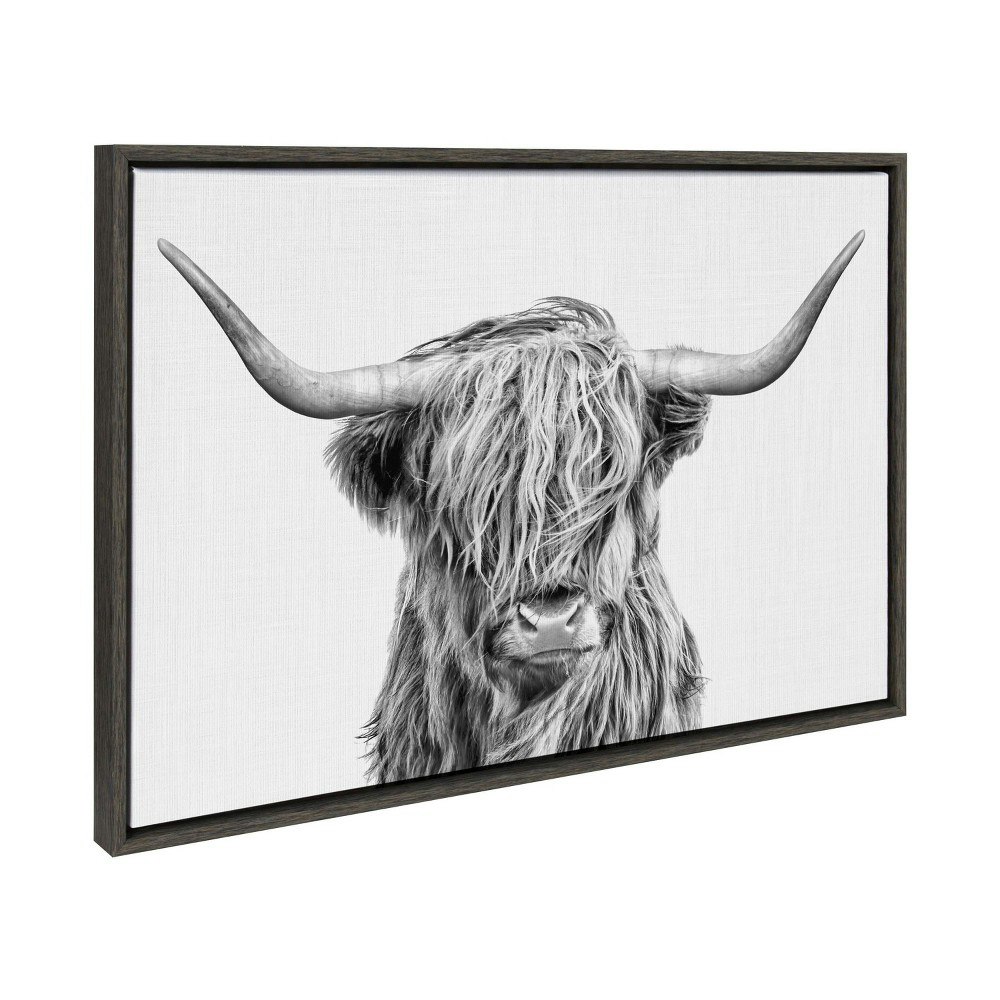 Sylvie Highland Cow II 23" x 33" Framed Canvas Wall Art: $89.99