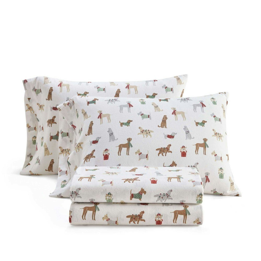 Martha Stewart Full Holiday Pups Sheet Set: $59.99
