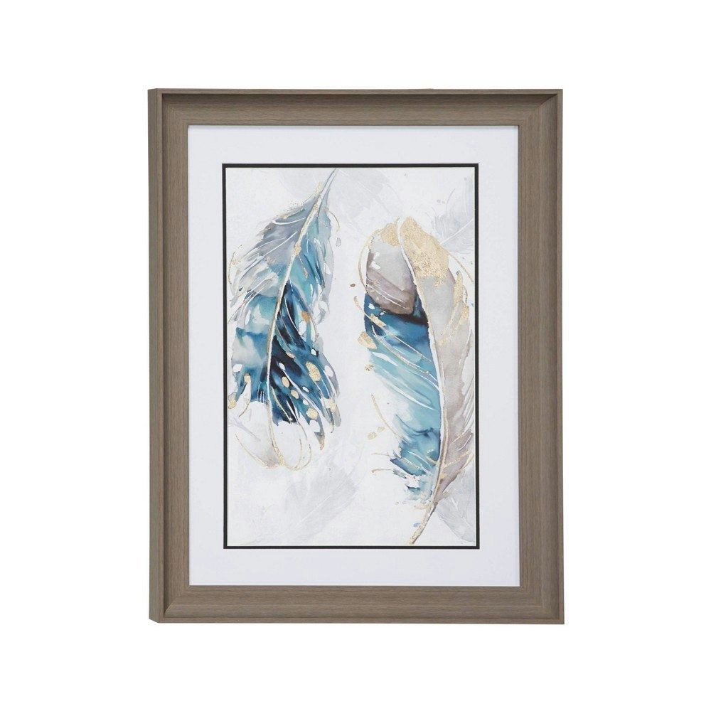 17.5" x 23.5" Watercolor Feathers Framed Wall Art: $28.49