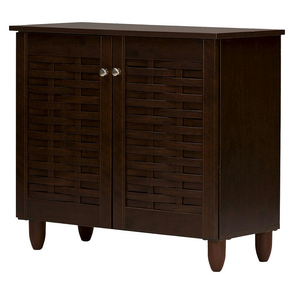 Baxton Studio Winda 2-Door Wooden Entryway Shoe Storage Cabinet: $70.99