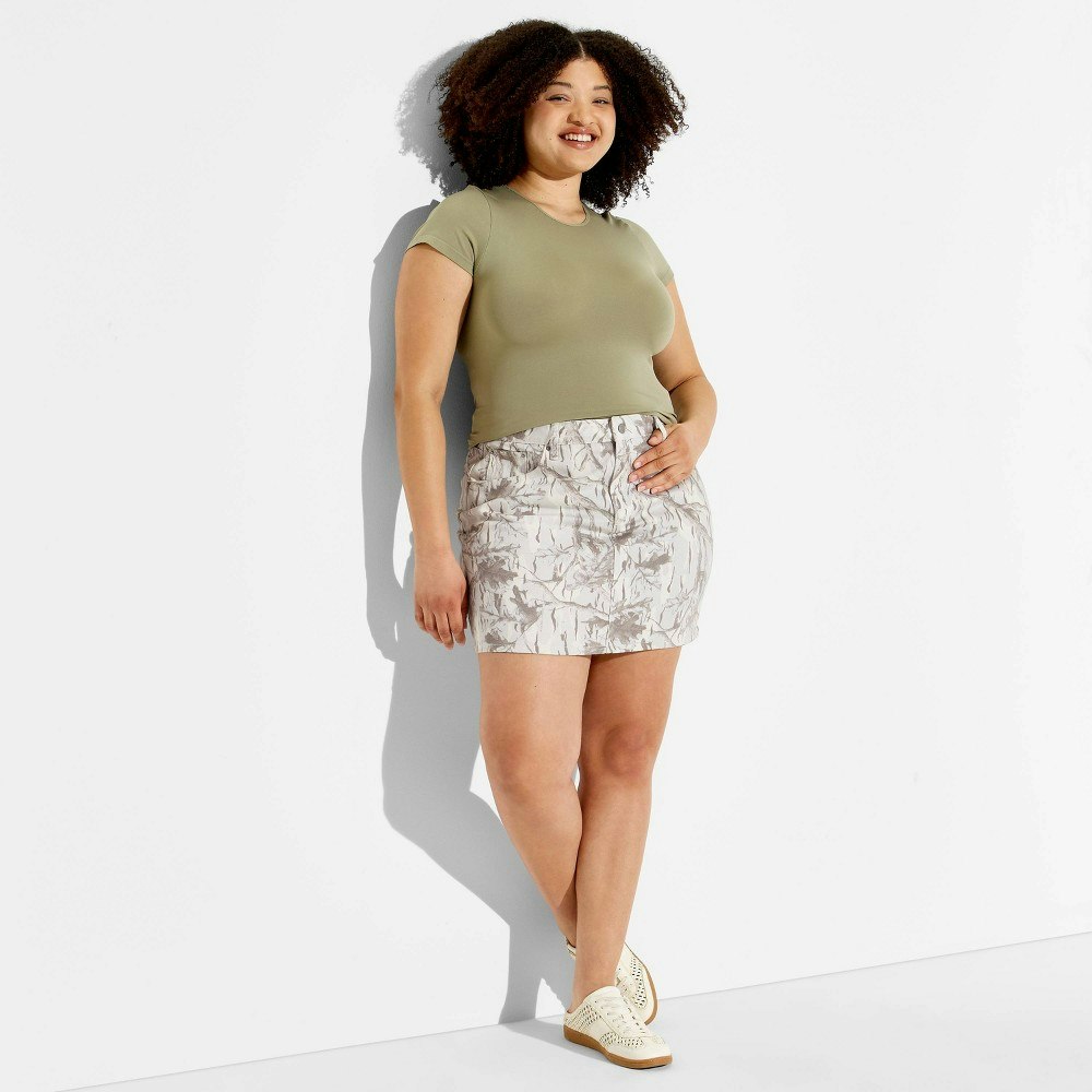 Wild Fable Women's 18-Inch Camo Denim Mini Skirt: $22 Wild Fable Women's 18-Inch Camo Denim Mini Skirt: $22