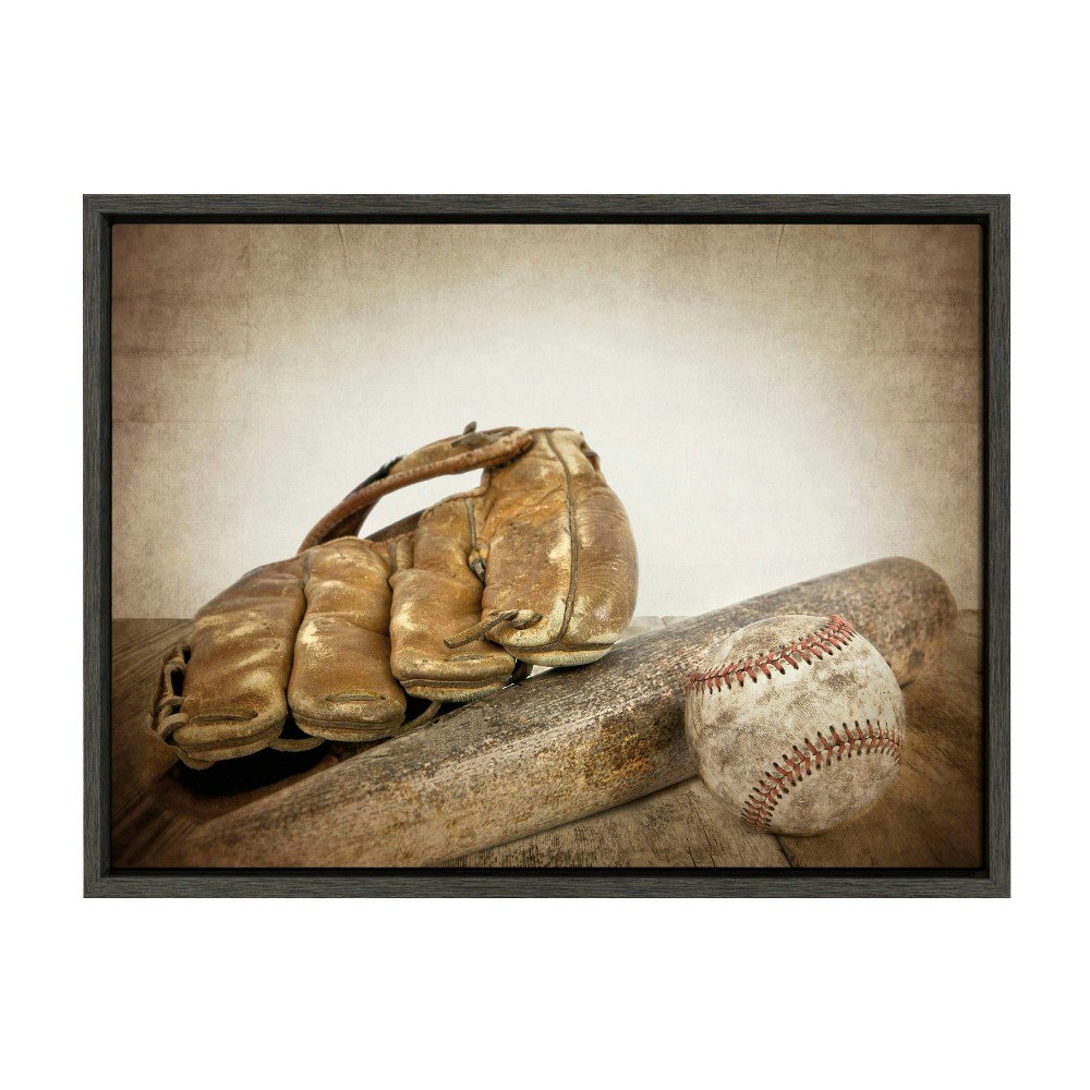 DesignOvation 18" x 24" Baseball Glove and Bat Framed Canvas Art: $54.99 DesignOvation 18" x 24" Baseball Glove and Bat Framed Canvas Art: $54.99
