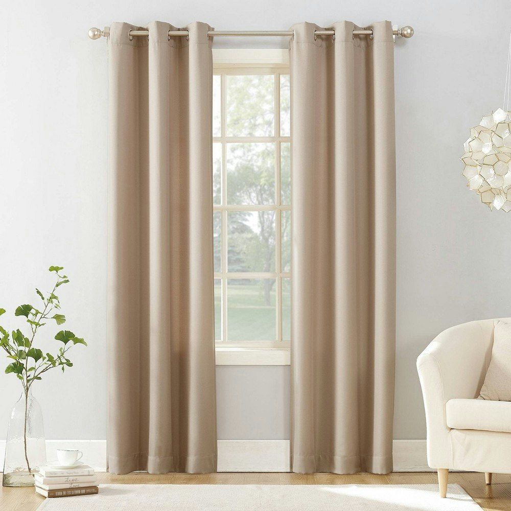 No. 918 Sora 63"x40" Textured Light Filtering Grommet Curtain Panel: $13.99