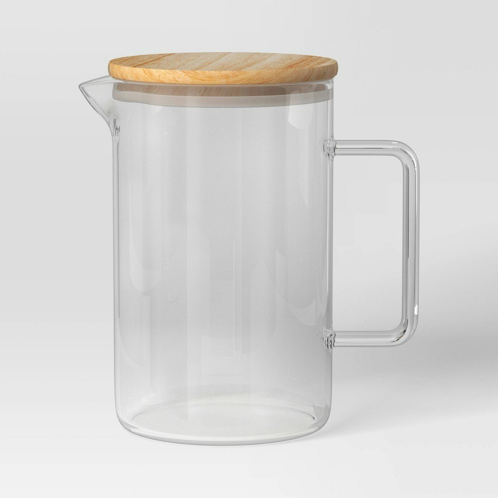 Threshold 59 fl oz Glass Beverage Pitcher with Wood Lid: $18 Threshold 59 fl oz Glass Beverage Pitcher with Wood Lid: $18