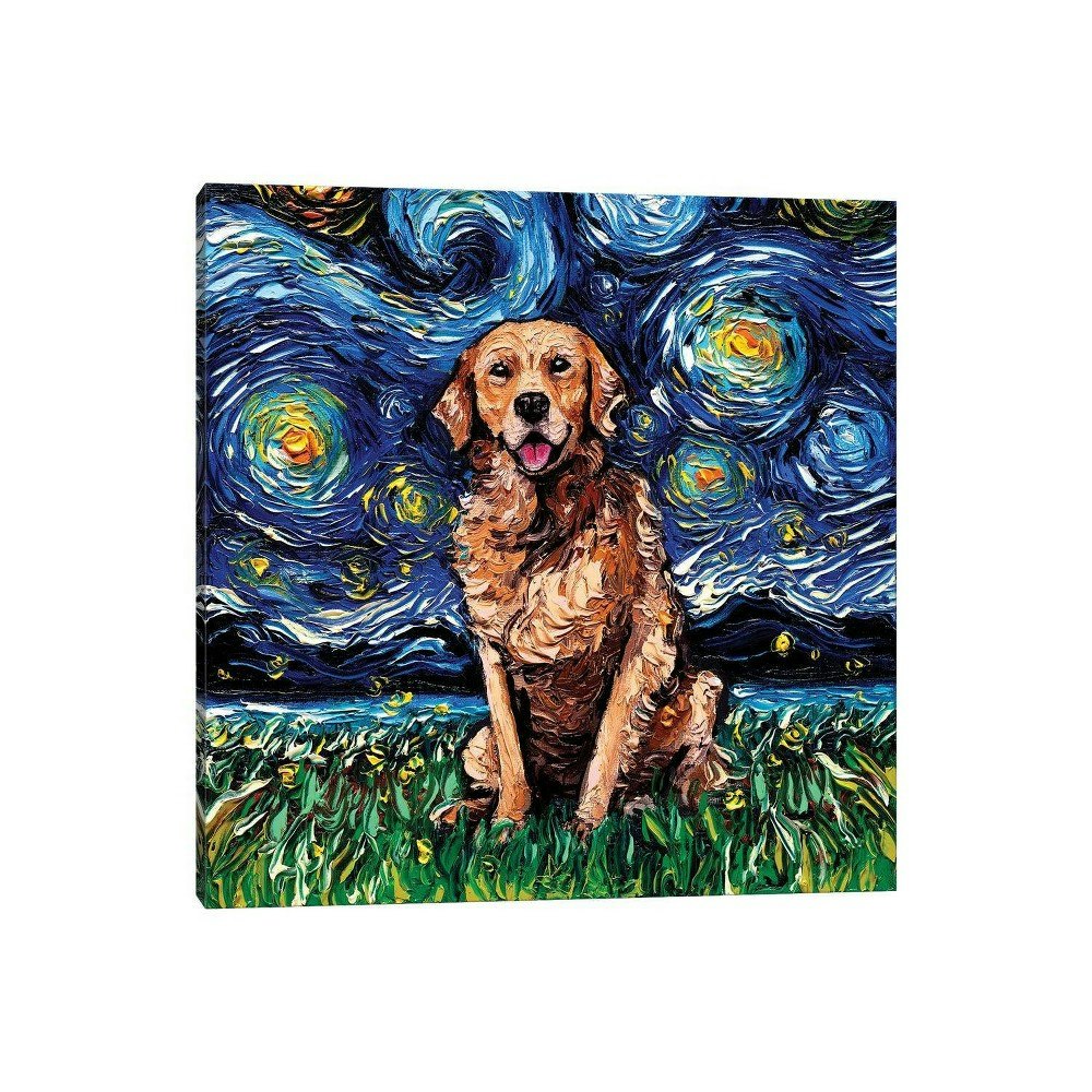 Aja Trier Golden Retriever Night 18" x 18" Unframed Wall Canvas: $49.99 Aja Trier Golden Retriever Night 18" x 18" Unframed Wall Canvas: $49.99