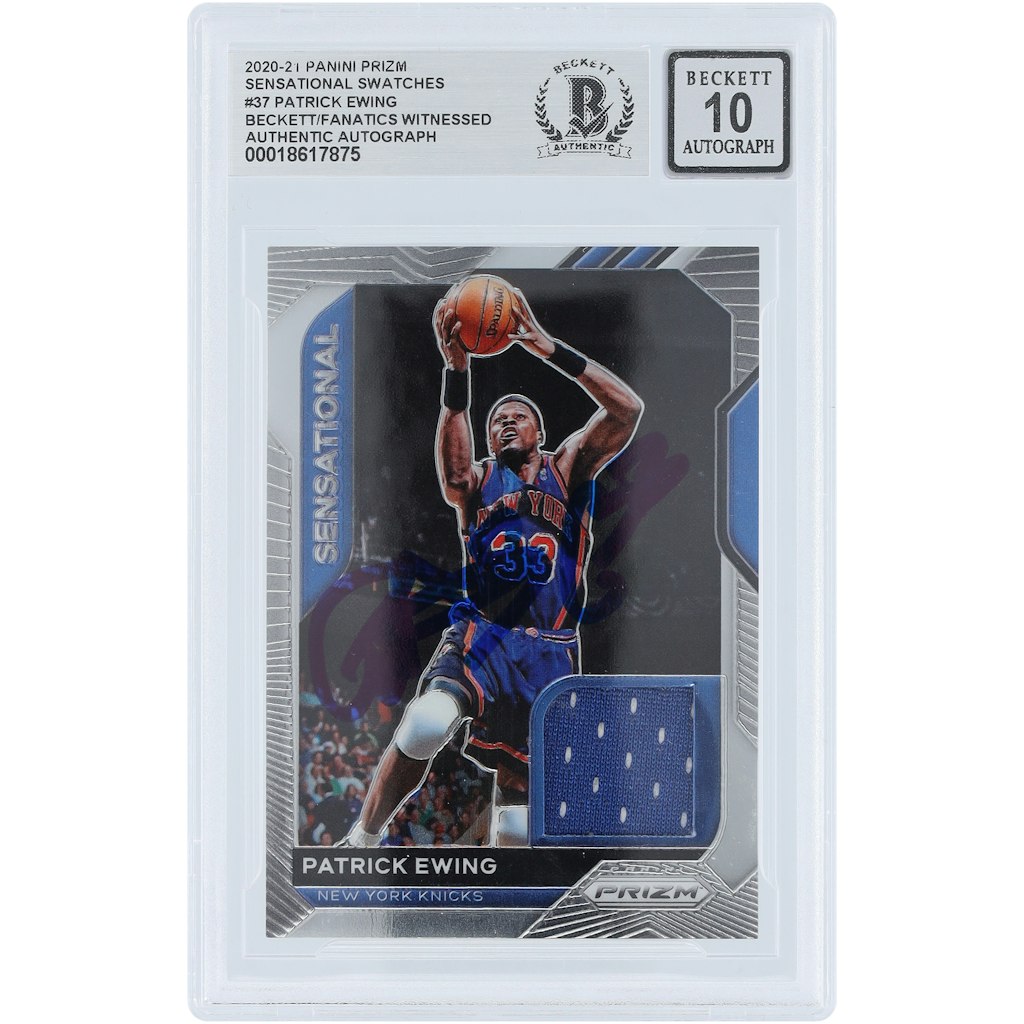 Patrick Ewing New York Knicks Autographed Panini Prizm Sensational Swatches Jersey Relic Card: $549.99 Patrick Ewing New York Knicks Autographed Panini Prizm Sensational Swatches Jersey Relic Card: $549.99