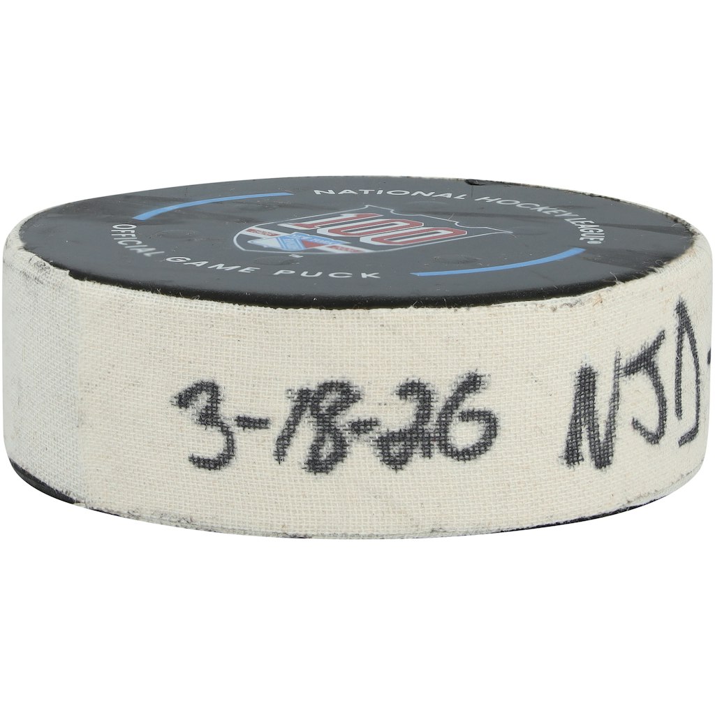 Timo Meier New Jersey Devils Game-Used Goal Puck: $399.99 Timo Meier New Jersey Devils Game-Used Goal Puck: $399.99