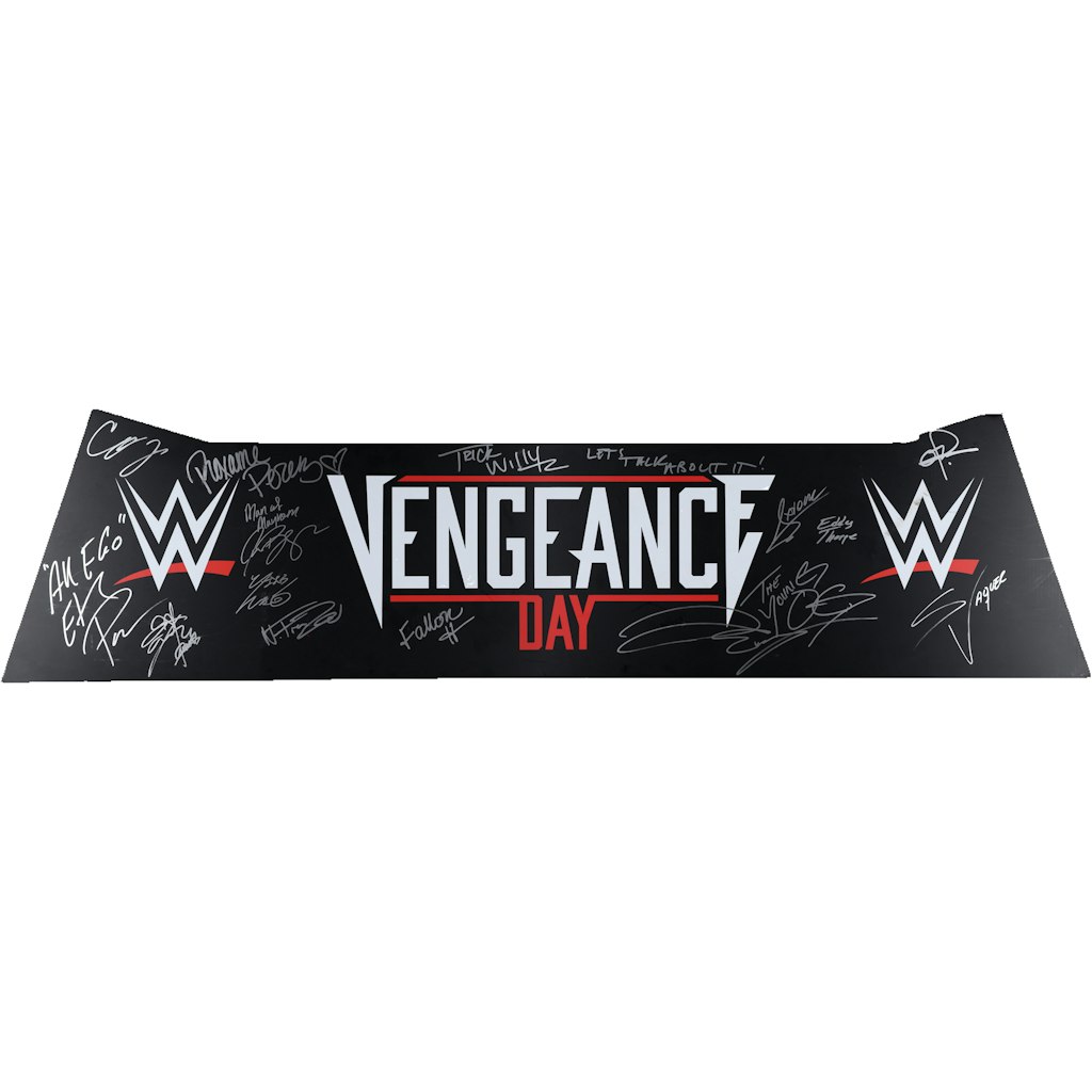 NXT Vengeance Day 2025 Event-Used Autographed Announce Table Cowl: $499.99 NXT Vengeance Day 2025 Event-Used Autographed Announce Table Cowl: $499.99