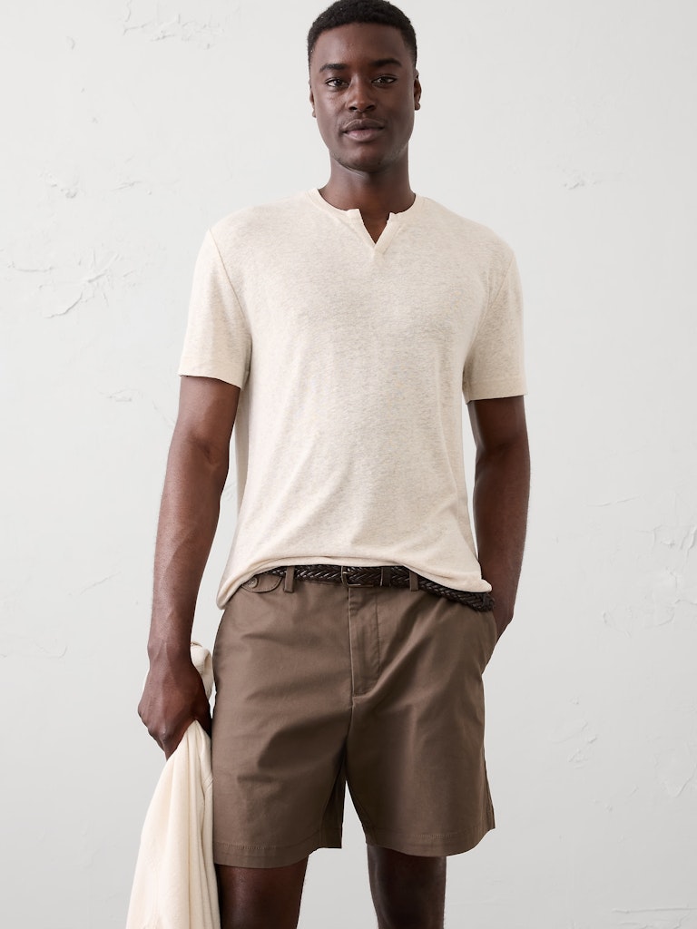 Standard-Fit Linen-Blend Notch T-Shirt: $22.50 Standard-Fit Linen-Blend Notch T-Shirt: $22.50