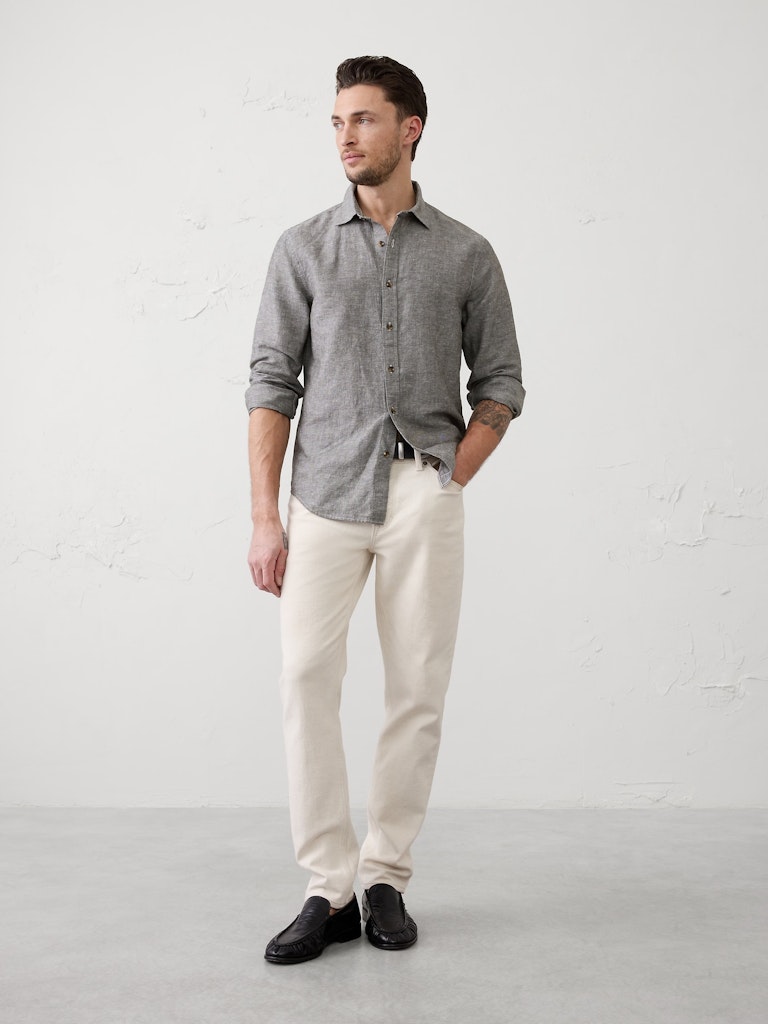 Slim-Fit Linen-Blend Shirt: $40 Slim-Fit Linen-Blend Shirt: $40