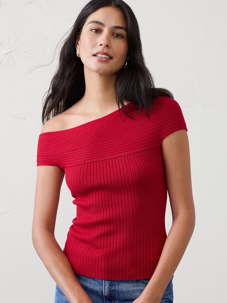 Asymmetrical Ribbed Sweater: $59.97 Asymmetrical Ribbed Sweater: $59.97