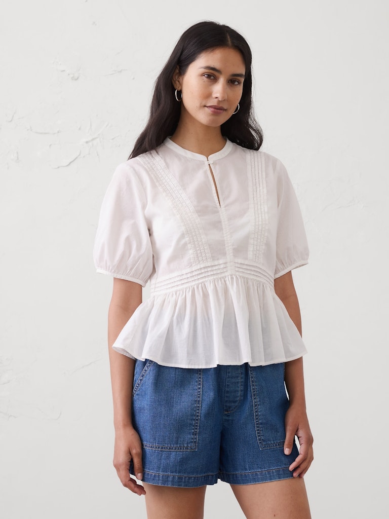 Picot Peplum-Hem Top: $42.50 Picot Peplum-Hem Top: $42.50
