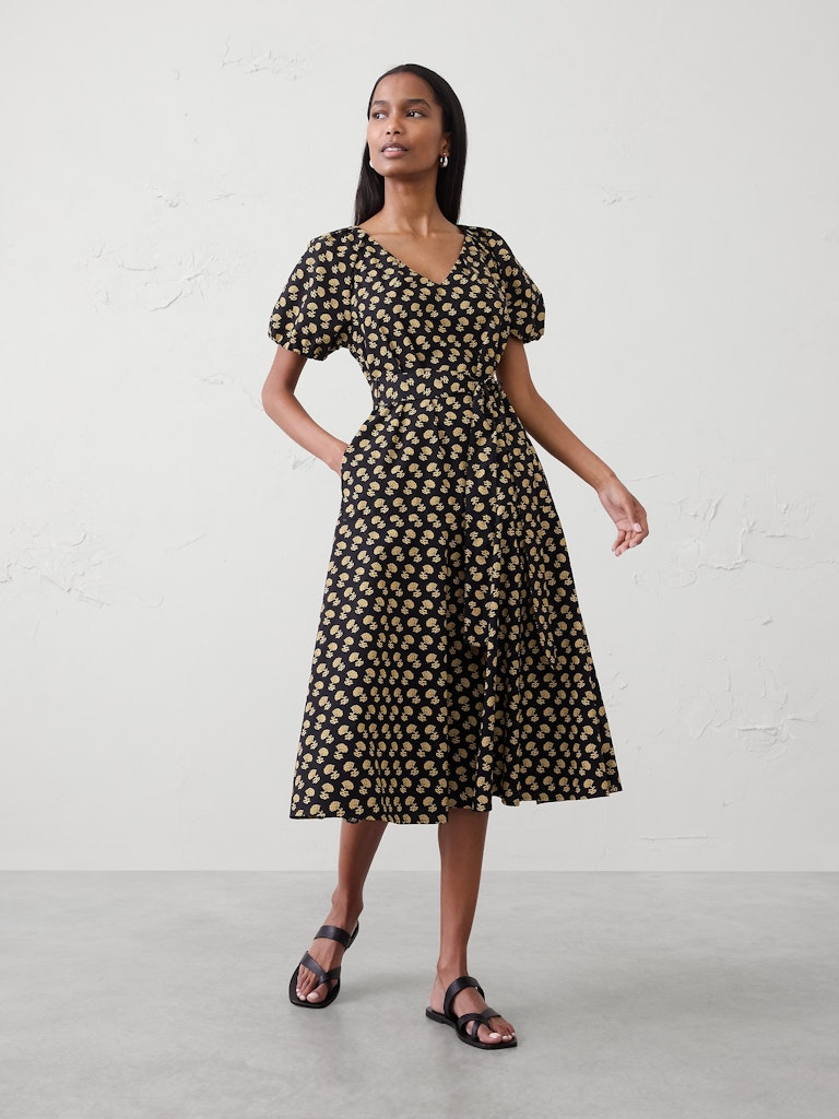 Poplin Gathered-Shoulder Midi Dress: $119.97 Poplin Gathered-Shoulder Midi Dress: $119.97