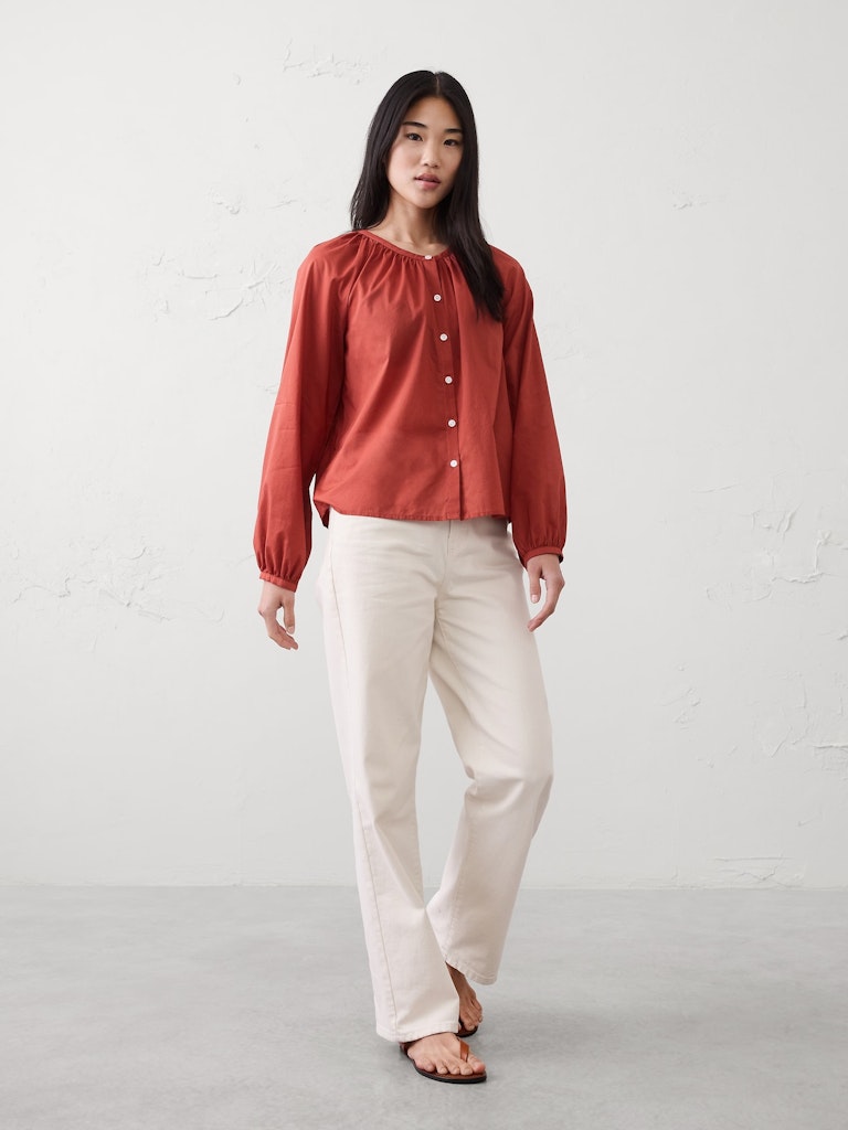 Voile Puff-Sleeve Shirt: $49.97