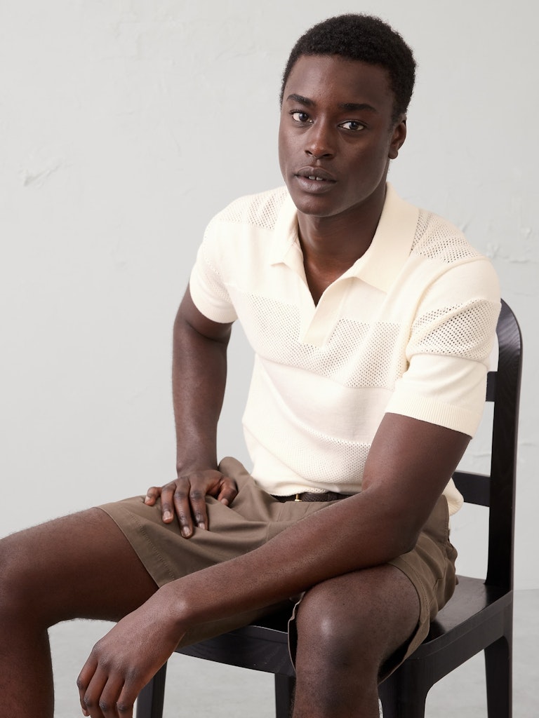 Mesh Striped Sweater Polo: $37.50 Mesh Striped Sweater Polo: $37.50