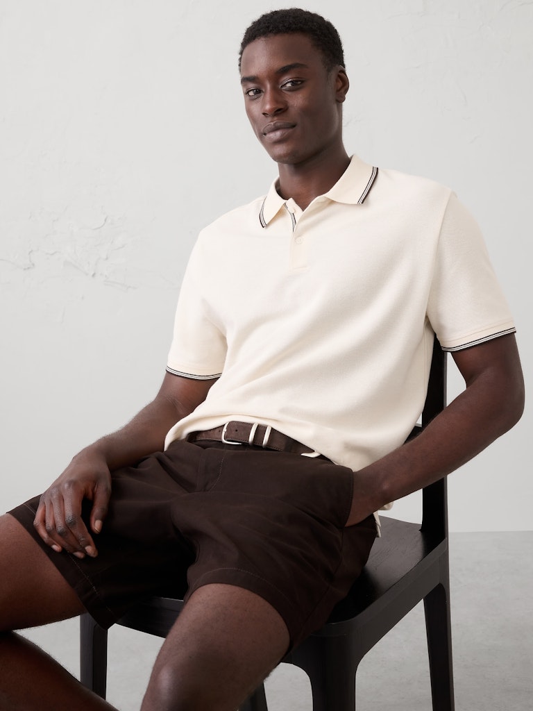 Standard-Fit Textured Tipped Polo: $26 Standard-Fit Textured Tipped Polo: $26