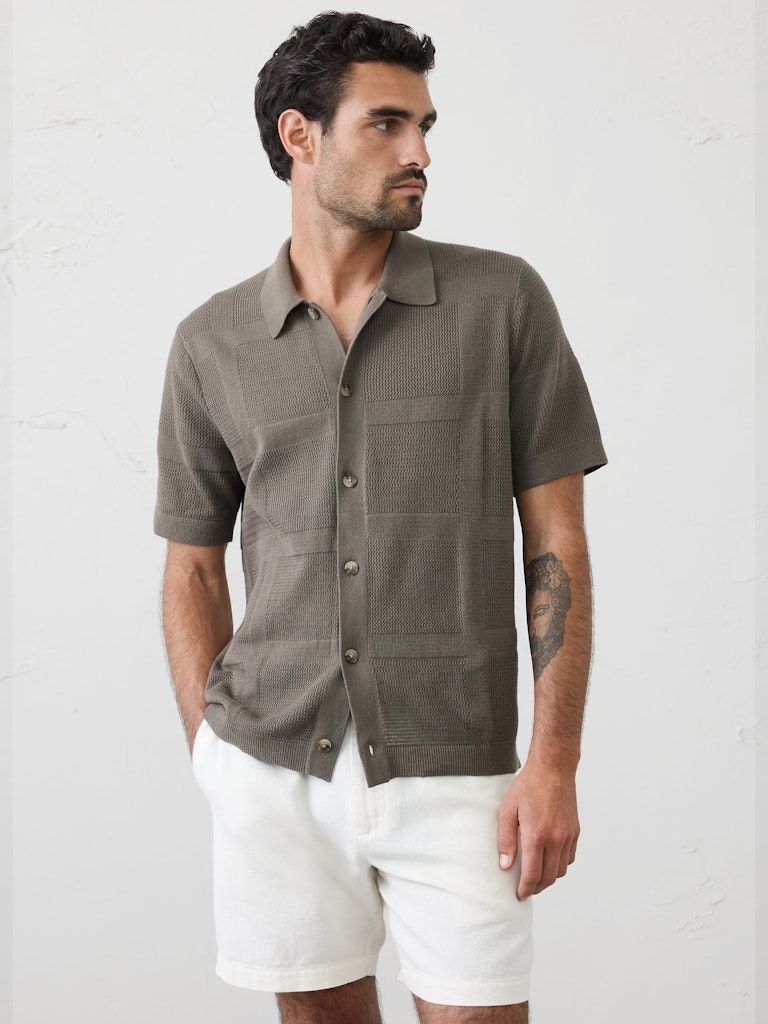 Mesh Patchwork Sweater Polo: $40 Mesh Patchwork Sweater Polo: $40