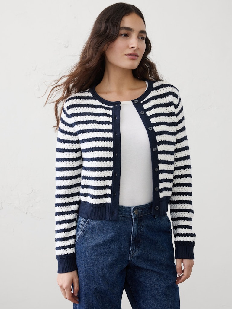 Cotton Crochet Cropped Cardigan: $60 Cotton Crochet Cropped Cardigan: $60
