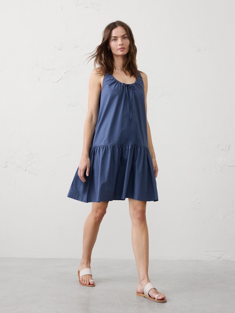 Poplin Tiered Above-Knee Dress: $48 Poplin Tiered Above-Knee Dress: $48