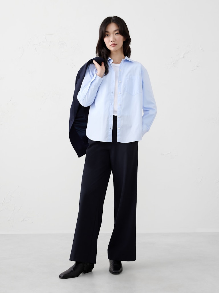 Wide-Leg High-Rise Sculpted Trouser: $55 Wide-Leg High-Rise Sculpted Trouser: $55