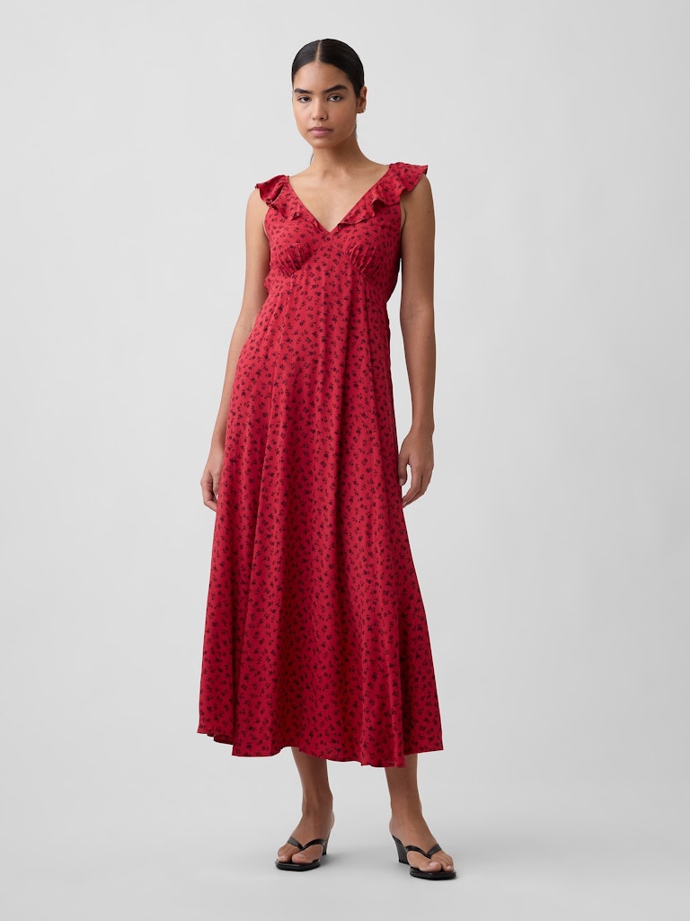 Ruffle V-Neck Maxi Dress: $44.99 Ruffle V-Neck Maxi Dress: $44.99