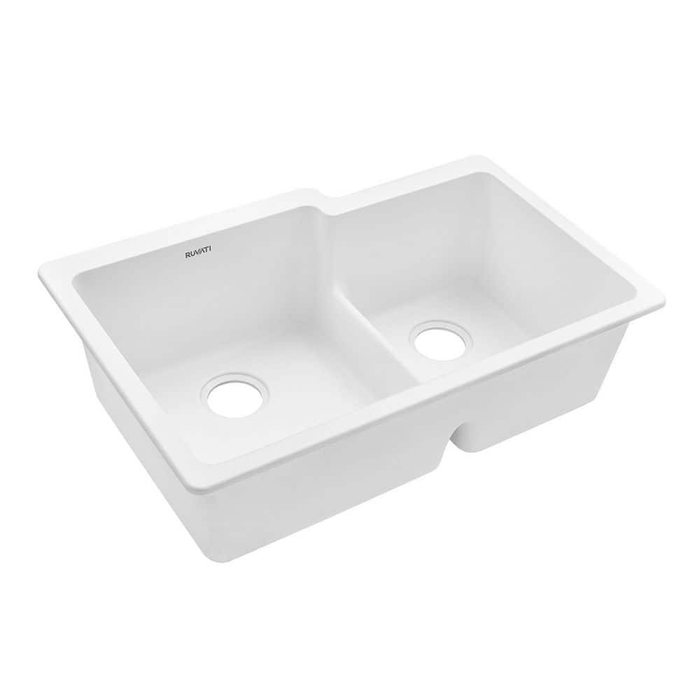 EpiGranite 21-inch Undermount Double Bowl Quartz Composite Kitchen Sink: $329