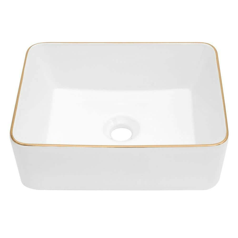 16-Inch Rectangular Ceramic Vessel Bathroom Sink: $106.75