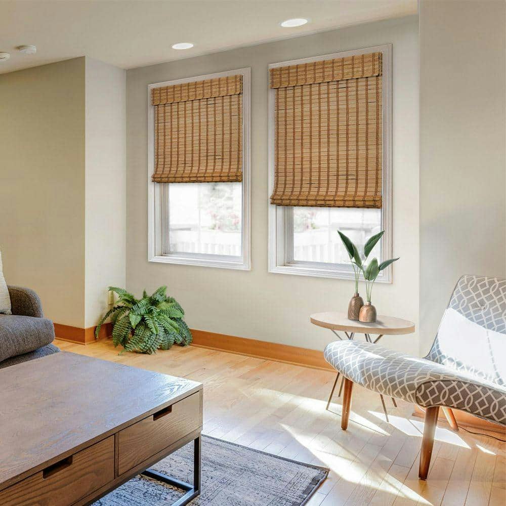 57.5" x 72" Natural Woven Cordless Bamboo Roman Shade: $197.33 57.5" x 72" Natural Woven Cordless Bamboo Roman Shade: $197.33