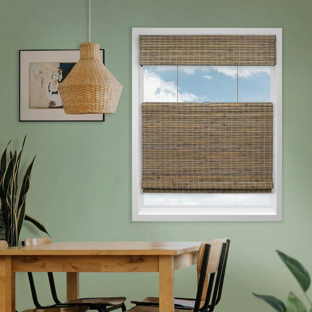 Natural Woven Cordless Bamboo Roman Shade 53.5" x 36": $217.83 Natural Woven Cordless Bamboo Roman Shade 53.5" x 36": $217.83