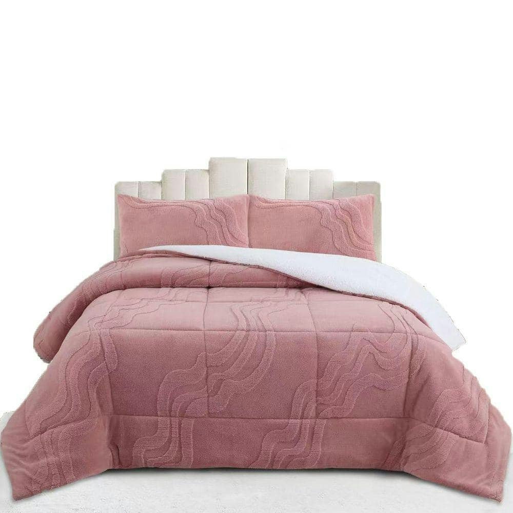 MEW 3-Piece Queen Wave Jacquard Sherpa Comforter Set: $67.89