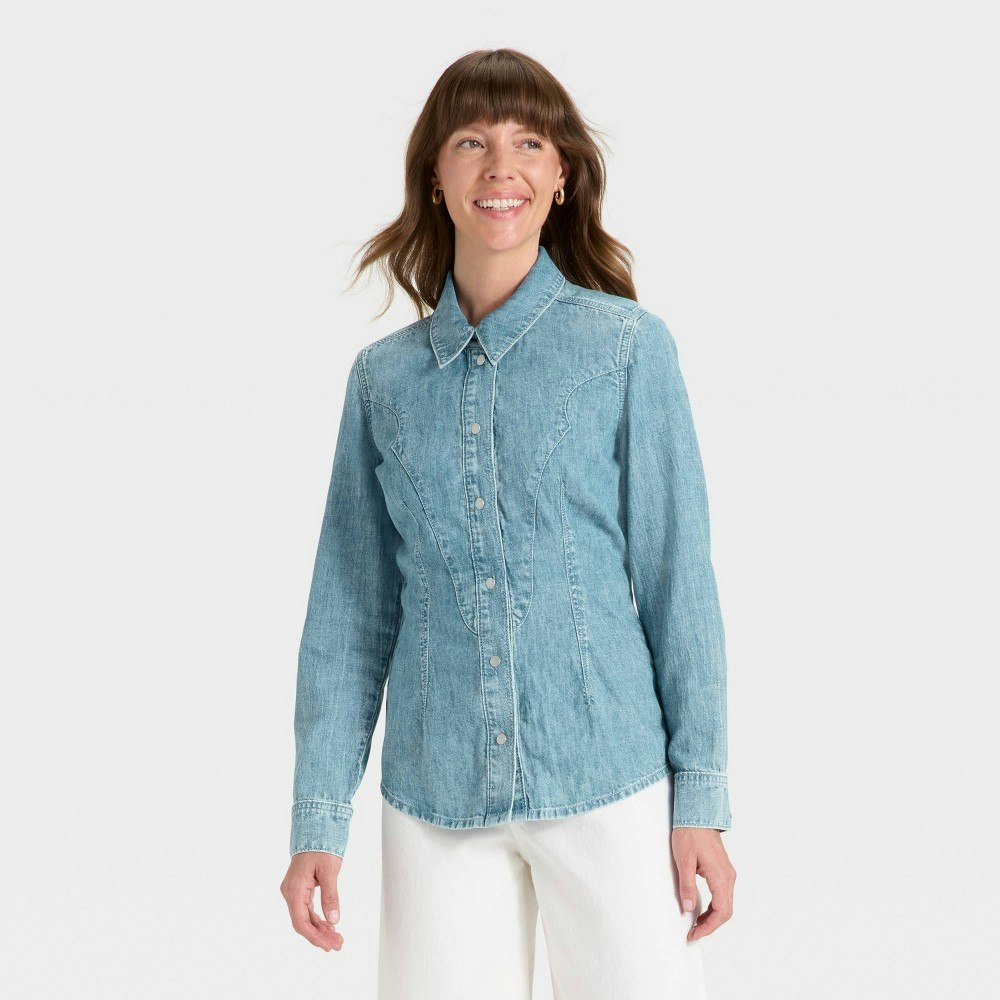 Universal Thread Women's Denim Western Button-Down Shirt: $35 Universal Thread Women's Denim Western Button-Down Shirt: $35