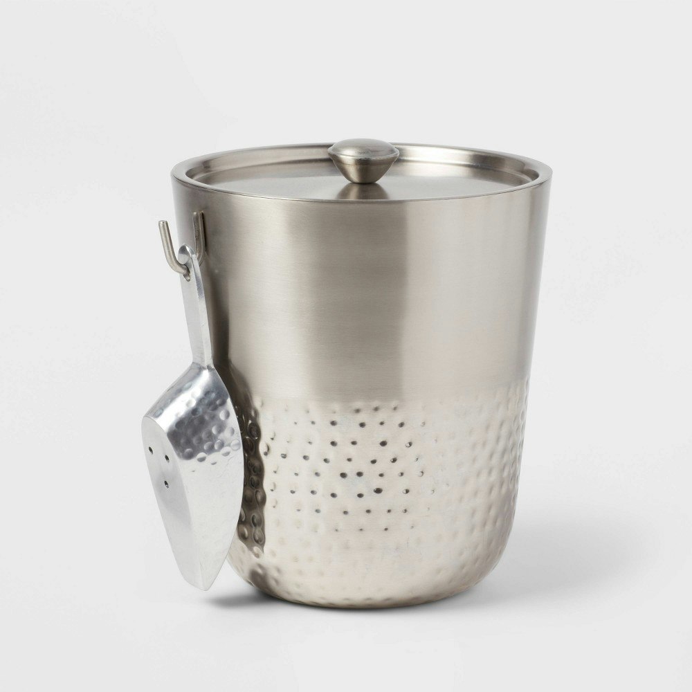 Hammered Metal Ice Bucket with Scoop: $35 Hammered Metal Ice Bucket with Scoop: $35