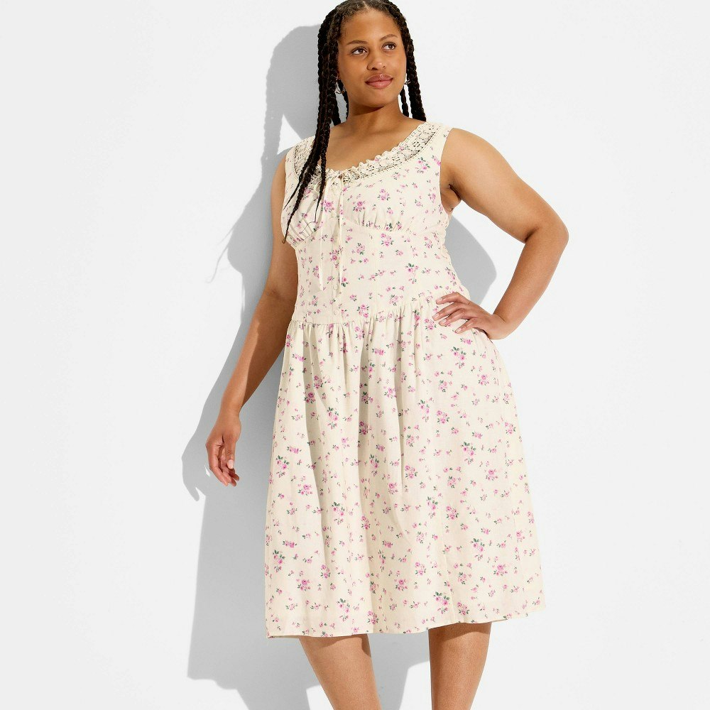 Wild Fable Women's Button-Front Lace Floral Midi Dress 4X: $40 Wild Fable Women's Button-Front Lace Floral Midi Dress 4X: $40