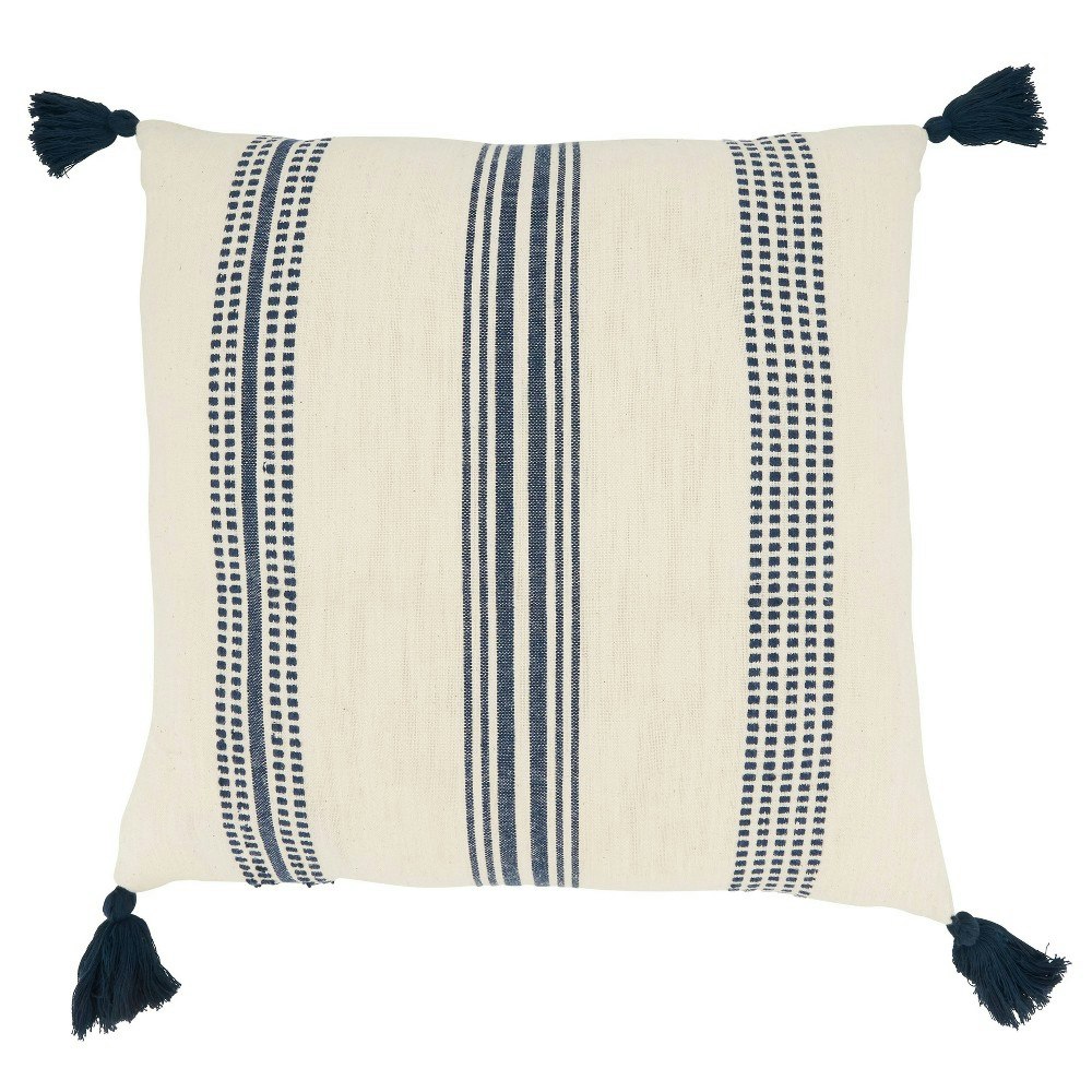 Saro Lifestyle 20"x20" Textured Striped Tassel Throw Pillow: $34.49